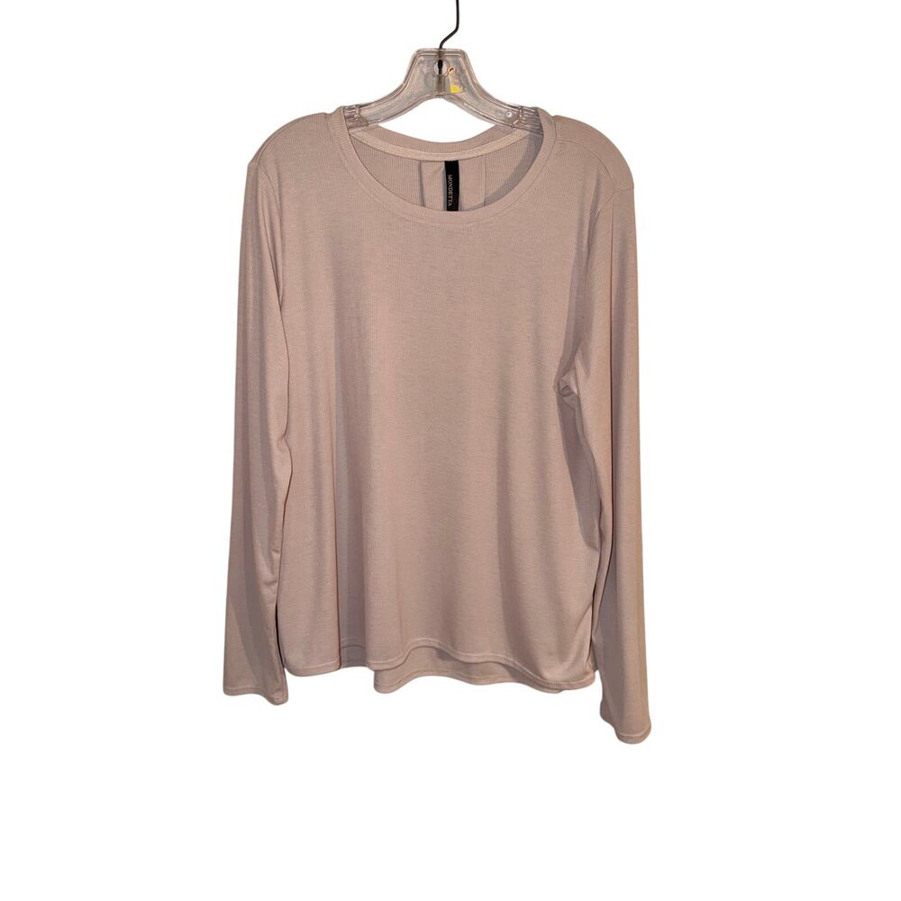 Mondetta Women’s XL Beige Ribbed Long Sleeve Tencel Modal Relaxed Top
